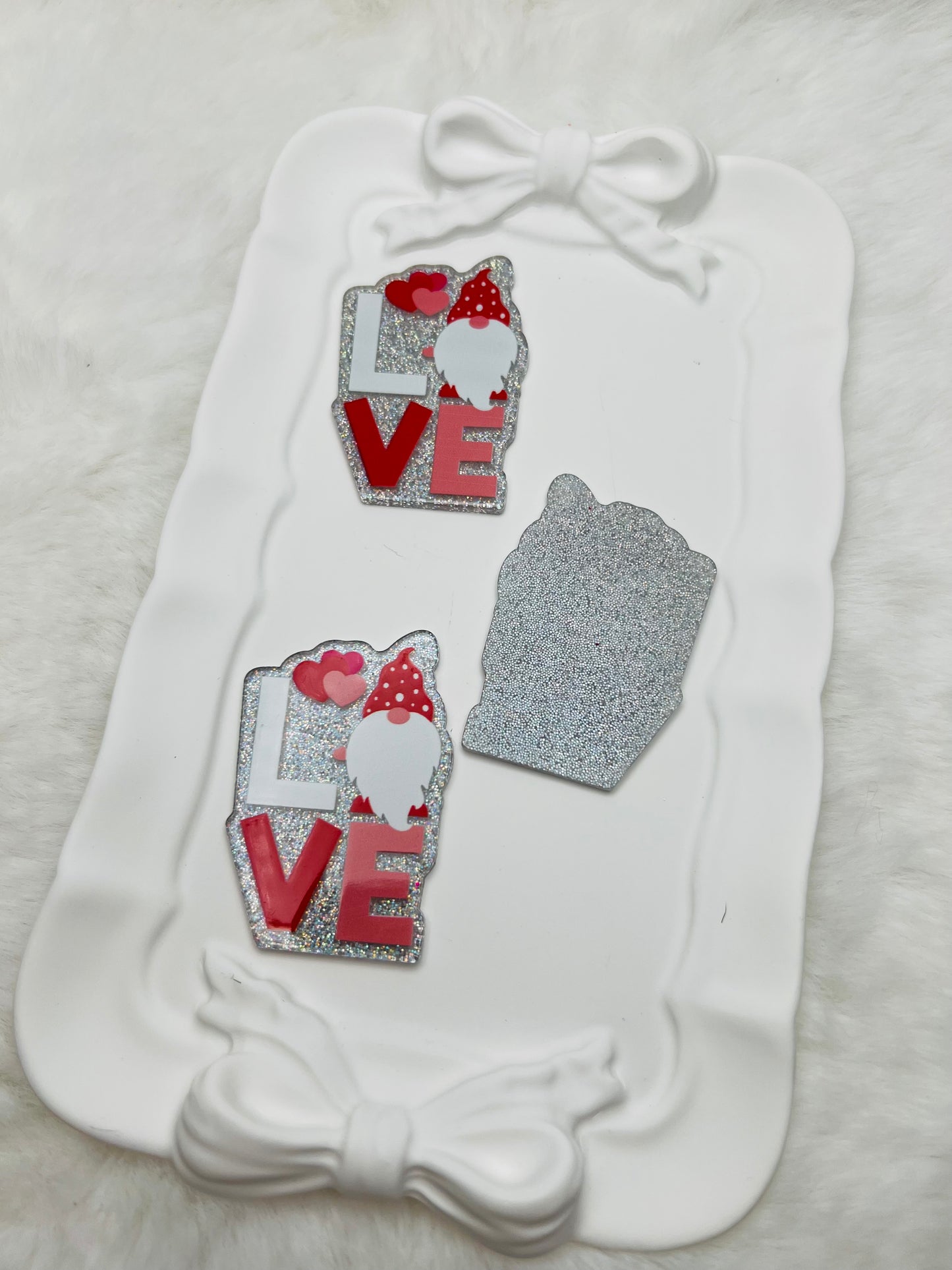 Love gnome glitter flatback acrylic