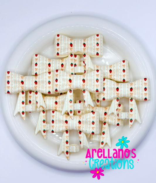 #234 Strawberry Coquette Wallpaper Large Bow Straw Topper (Opal)