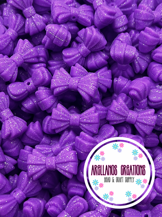 3D violet glitter ribbed bow EXCLUSIVE focal