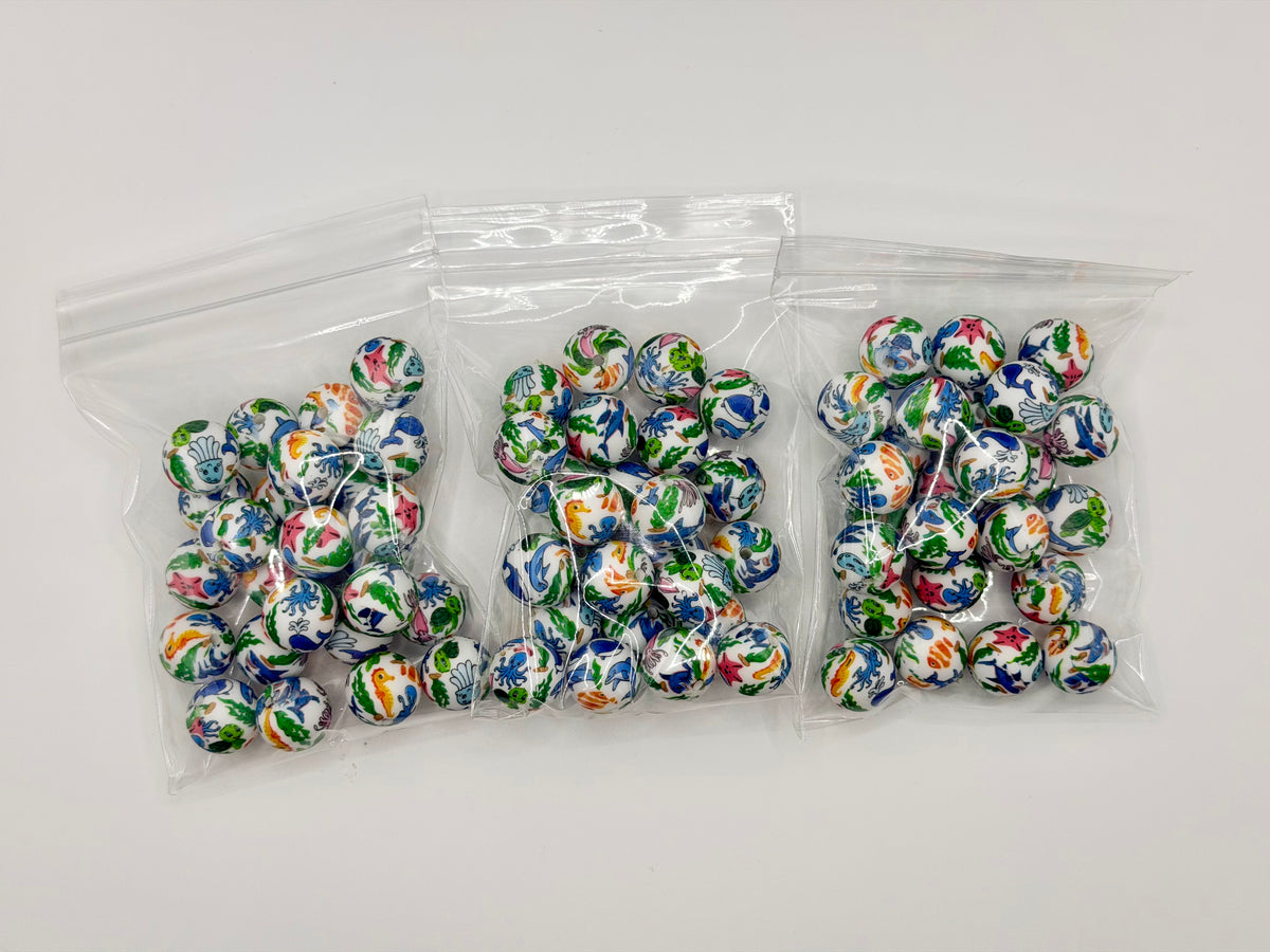 Sea animals 25ct 15mm silicone beads