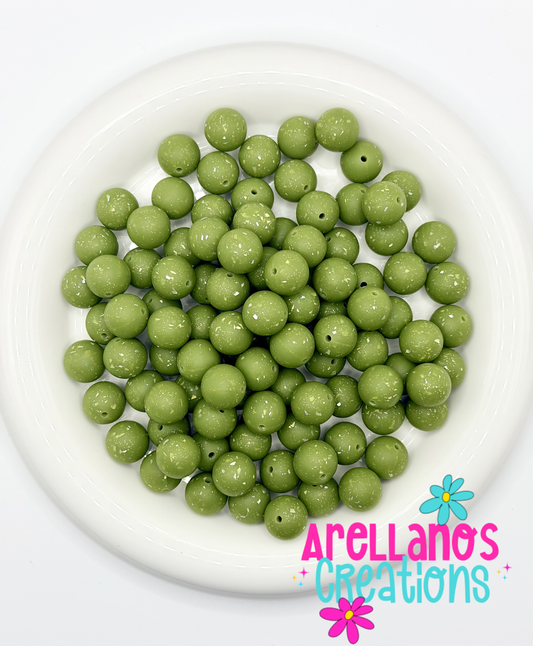 SS-147 15mm Pickle Green Speckled Silicone Bead (1ct)