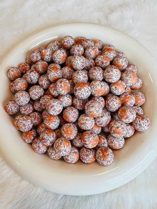 15mm floral daisy medical printed silicone beads