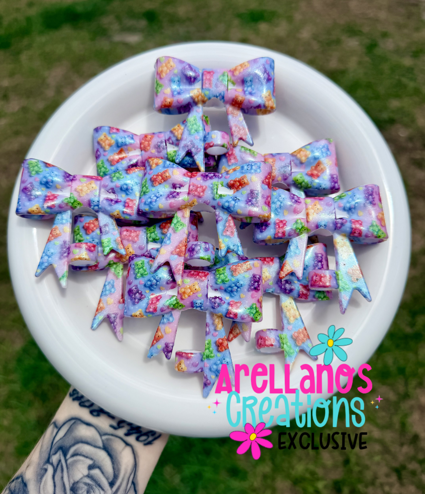 #299 Gummy Bears Large Bow Straw Topper (1ct Opal) EXCLUSIVE