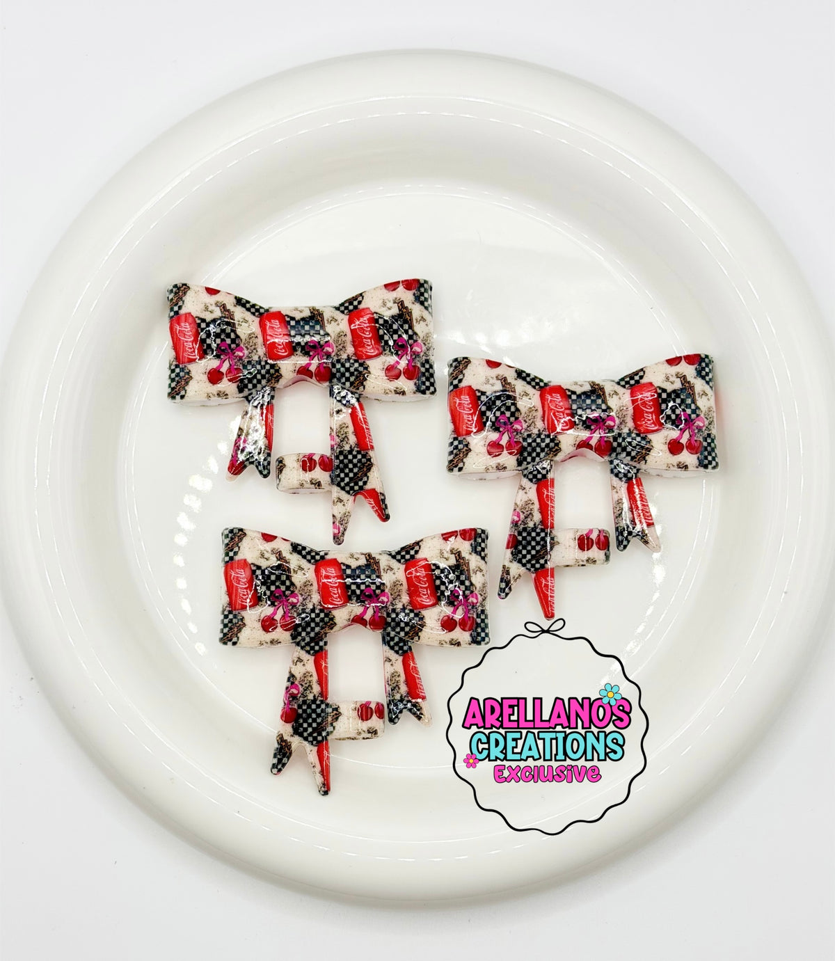 #252 Retro Cola Pop SHINY large bow straw topper (1ct) EXCLUSIVE