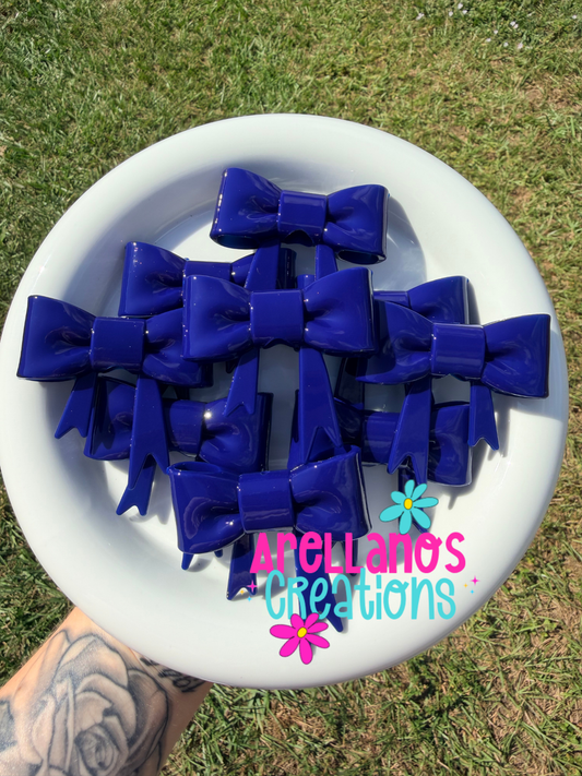 #163 deep royal blue shiny large bow FOCAL