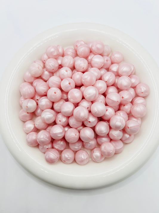 15mm icy pink solid silicone beads