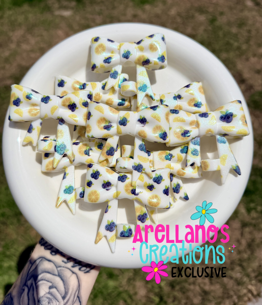 #298 Blueberry Lemonade Large Bow Straw Topper (1ct Opal) EXCLUSIVE