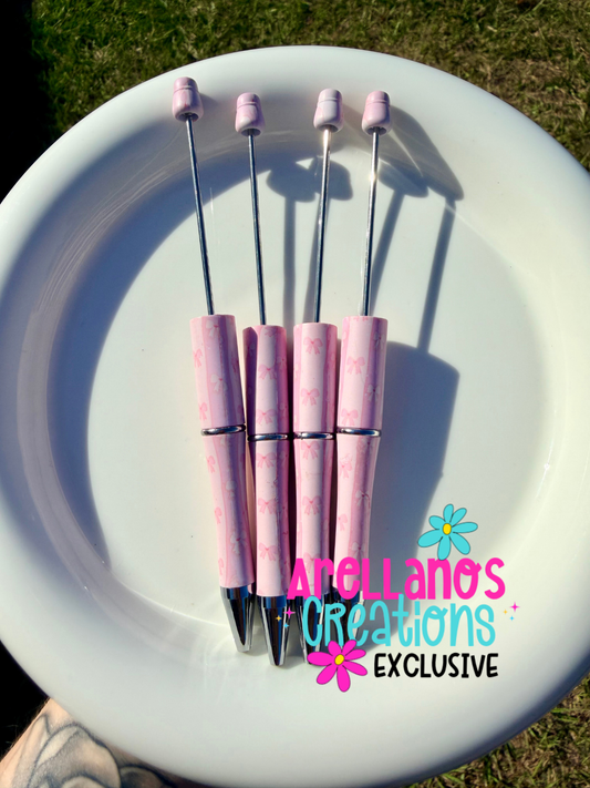 PP-113 pink coquette bow stripe printed pens (1PC) EXCLUSIVE