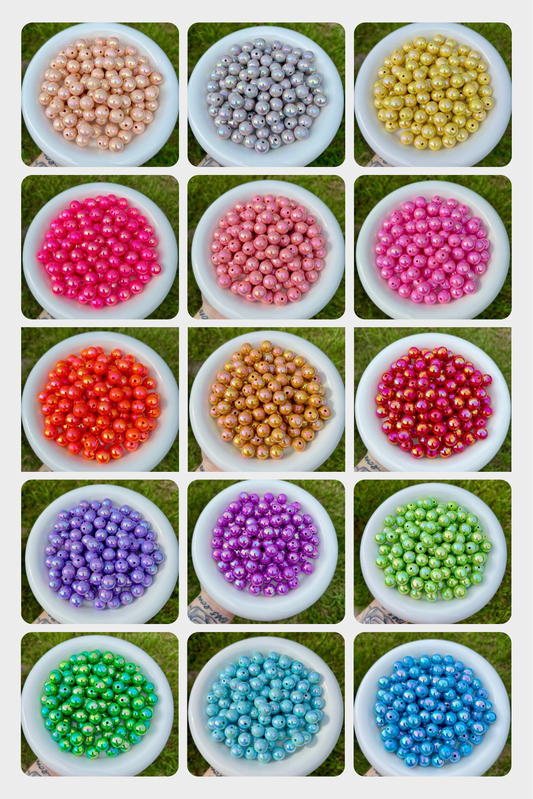 16mm solid iridescent AB acrylic beads (pack of 10)