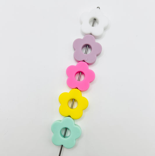 Daisy flower open hole silicone focal/bead