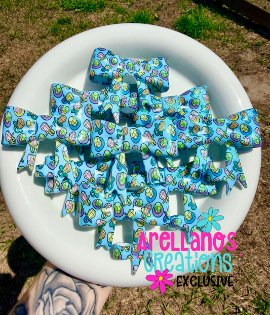 #296 Neon Candy Rings Large Bow Straw Topper (1ct Opal) EXCLUSIVE