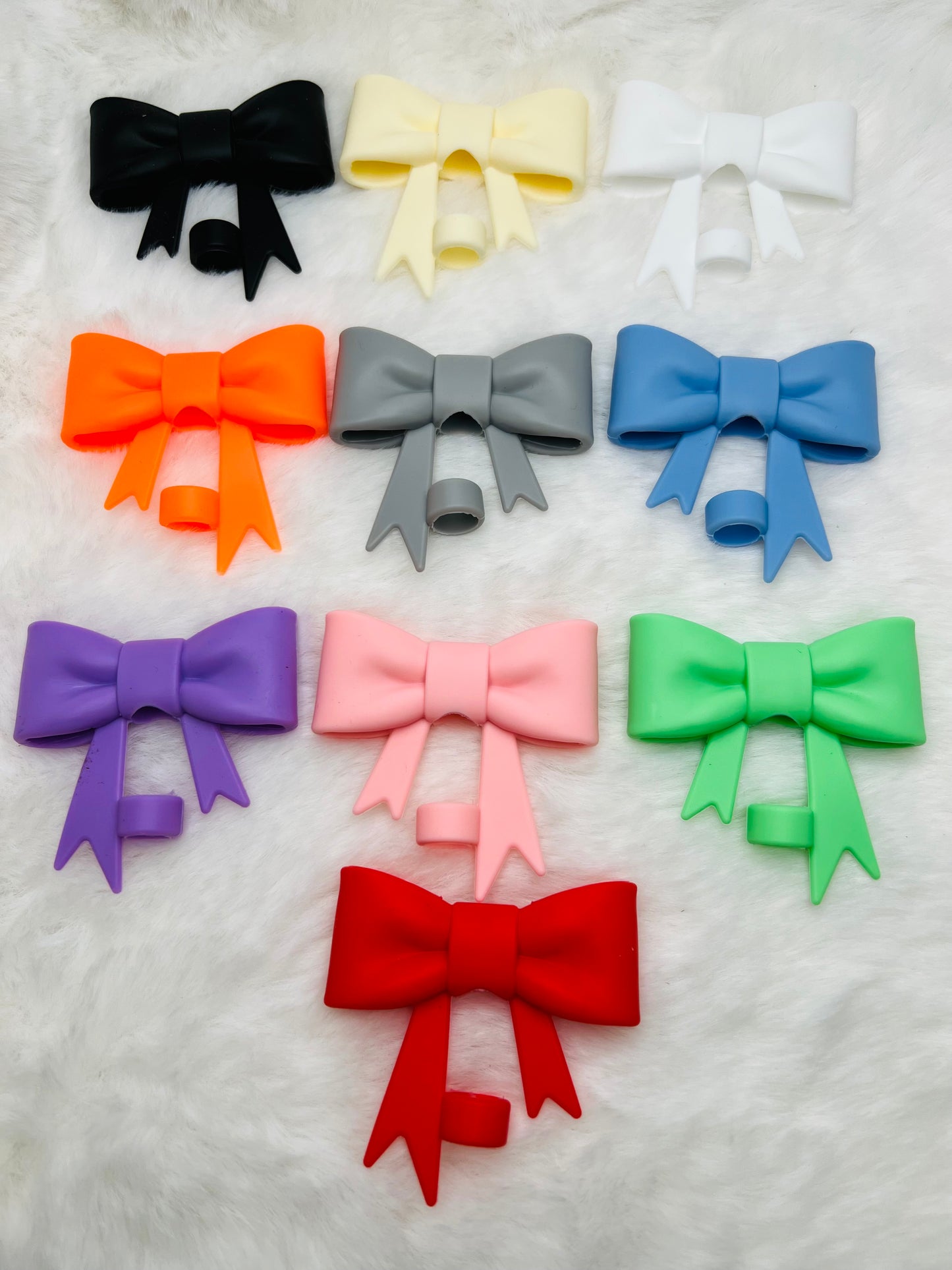 Large bow straw toppers (silicone) 10 colors