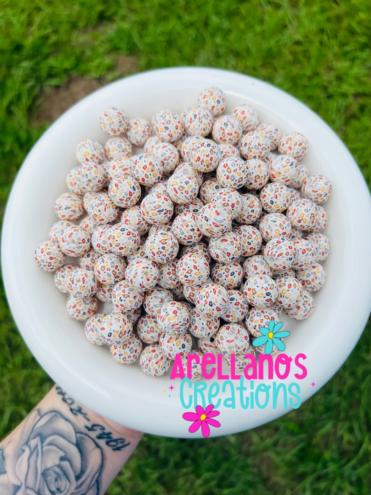 15mm fall cheetah printed silicone beads