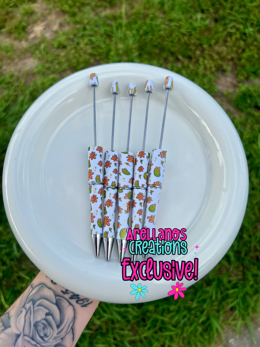 Burnt orange daisy & pickles printed pen EXCLUSIVE