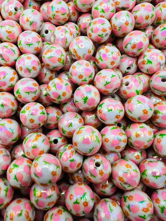 15mm light pink strawberry acrylic AB beads