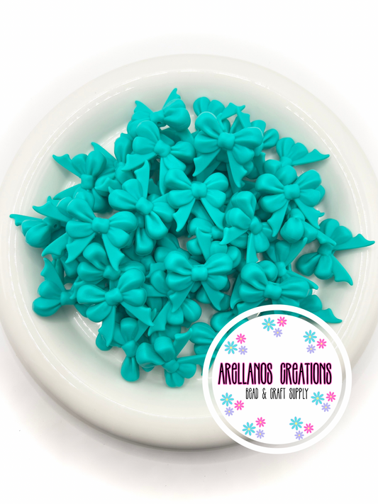 3D turquoise double ribbon W/ tail bow EXCLUSIVE focal