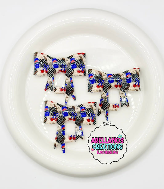#244 Retro blue soda pop SHINY large bow straw topper (1ct) EXCLUSIVE