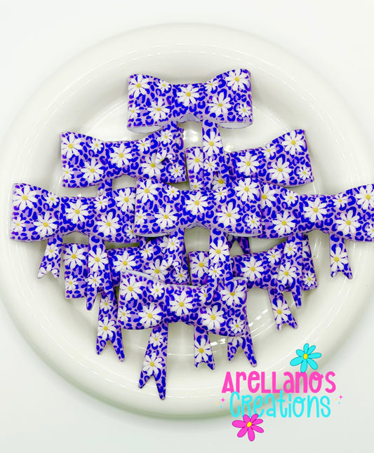 #283 Purple Cheetah Daisy Large Bow Focal (1ct)