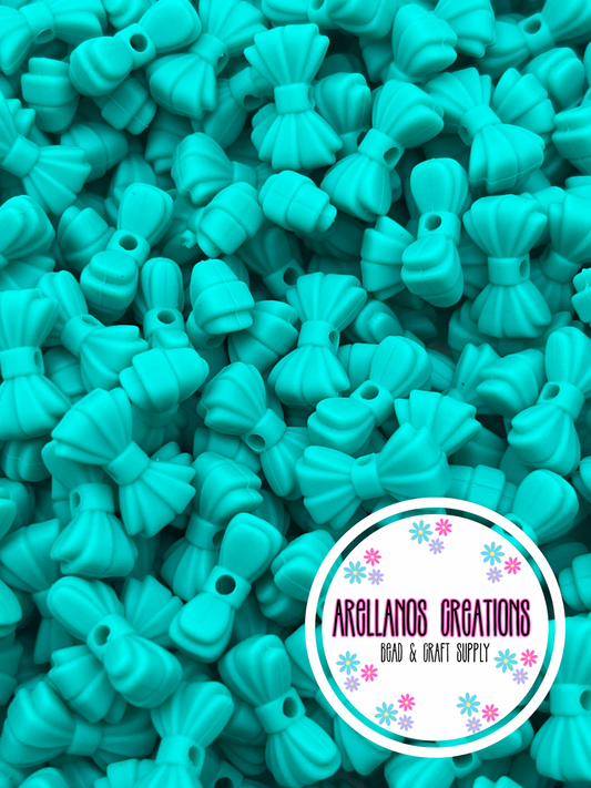 3D MINI turquoise ribbed bow EXCLUSIVE focal