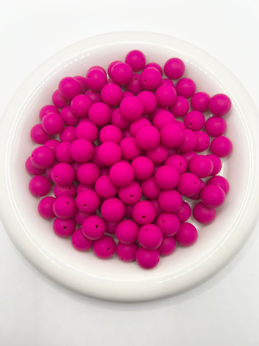 15mm magenta solid silicone beads
