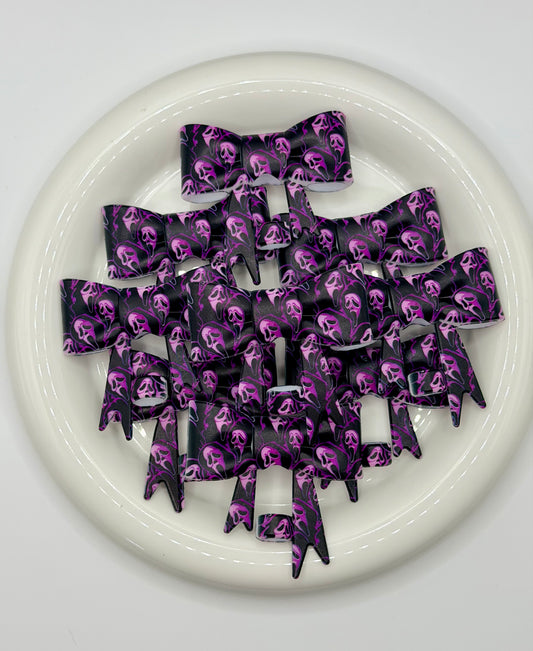#358 Purple Ghostface Large Bow Straw Topper (1ct)