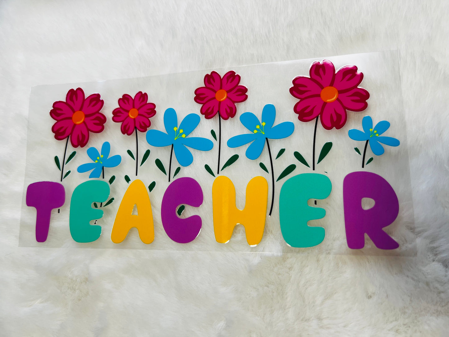 Floral teacher 16oz UV DTF wrap