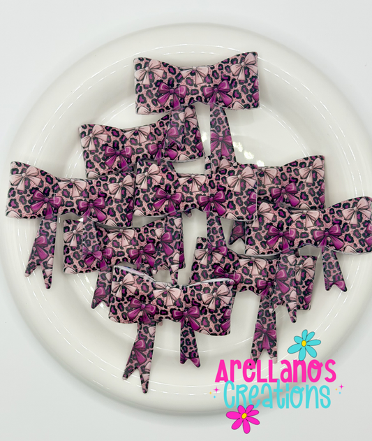 #229 Deep Magenta Cheetah & Bows Large Bow Focal