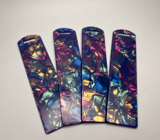 Blue iridescent marble acrylic bookmarks (sold individually)