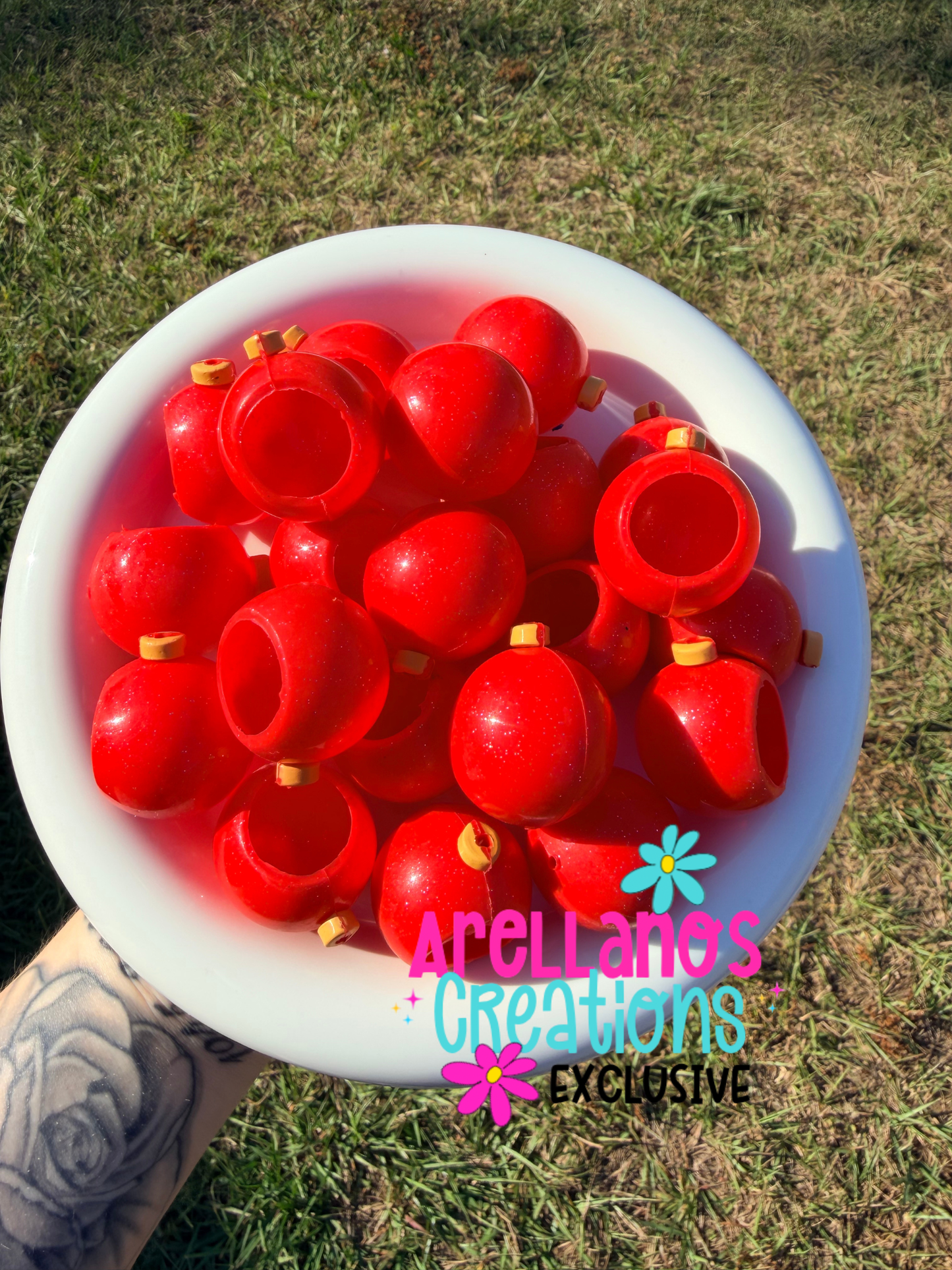 3D red glitter hallow Christmas ornament EXCLUSIVE focal