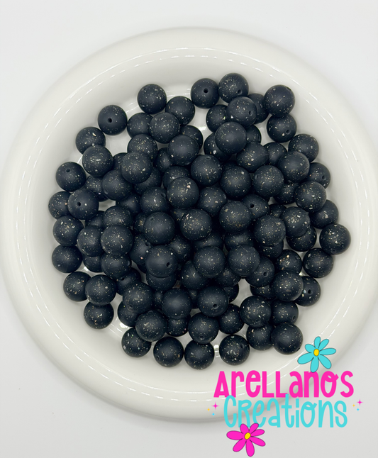 SS-152 15mm Black Speckled Silicone Bead (1ct)