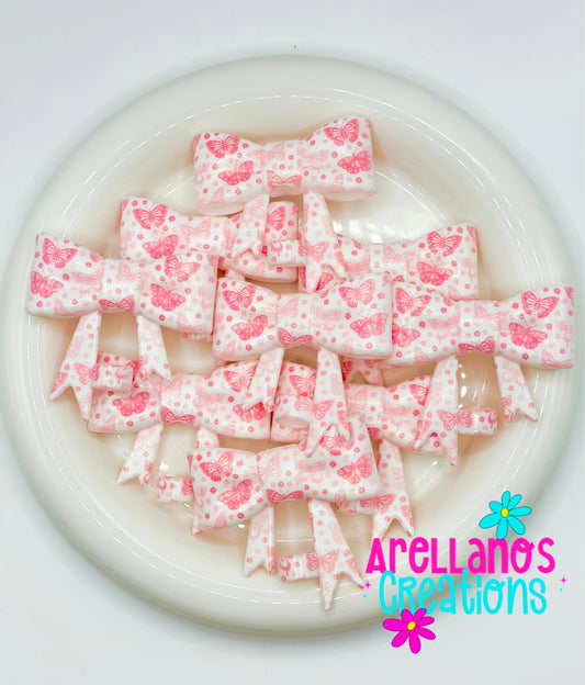 #232 Pretty Pink Butterfly Large Bow Straw Topper (Opal)