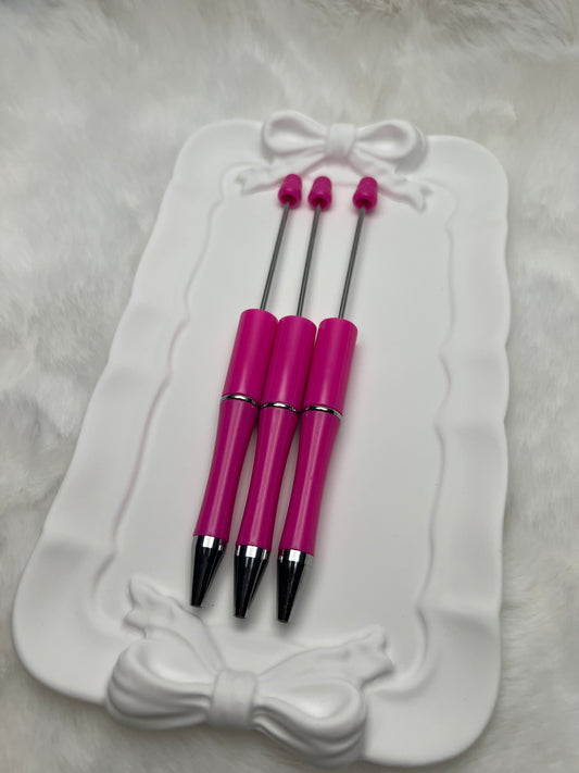 Dazzling pink beadable plastic pen