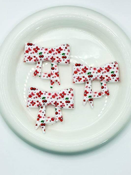 #413 Cherry Sweetheart large bow straw topper (1ct)