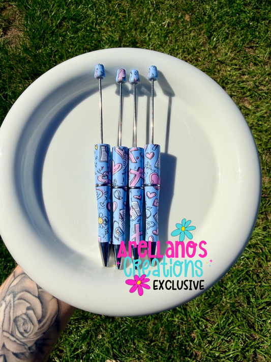 PP-107 blue faith printed pens EXCLUSIVE