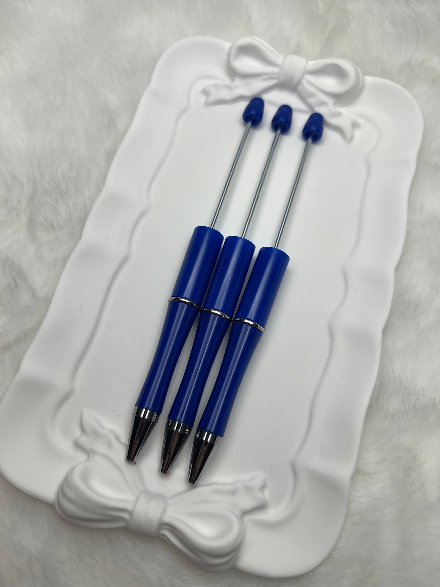 Deep blue beadable plastic pen