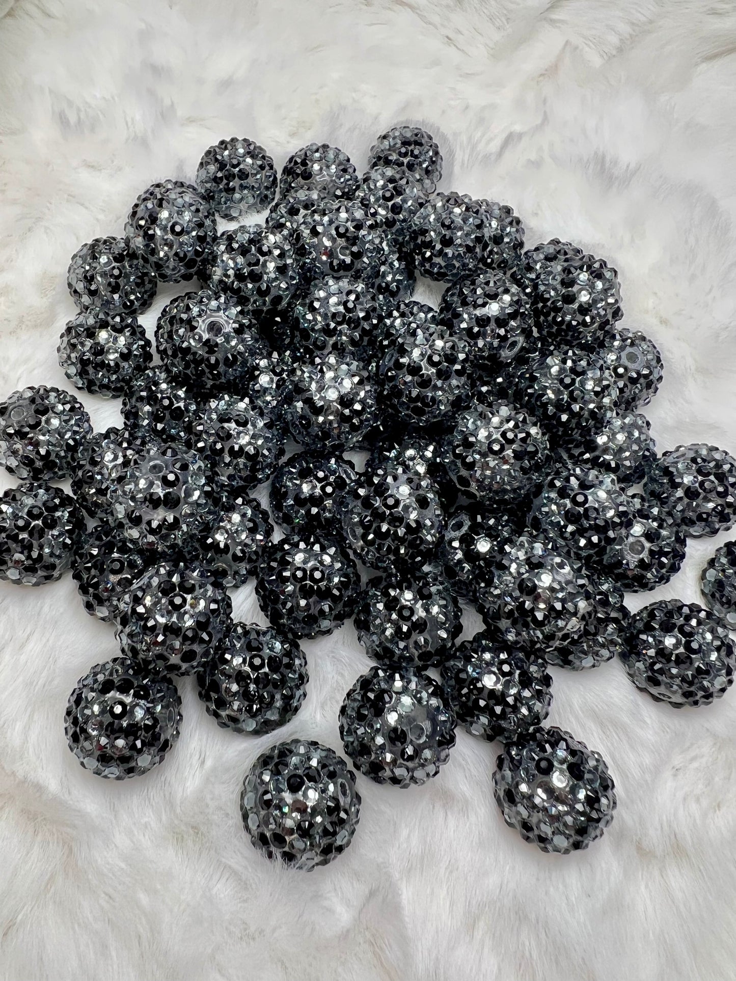 Charcoal confetti 20mm rhinestone beads (sold individually)