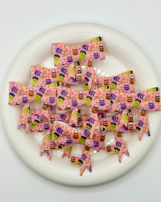 #363 Halloween Buckets Large Bow Straw Topper (1ct)