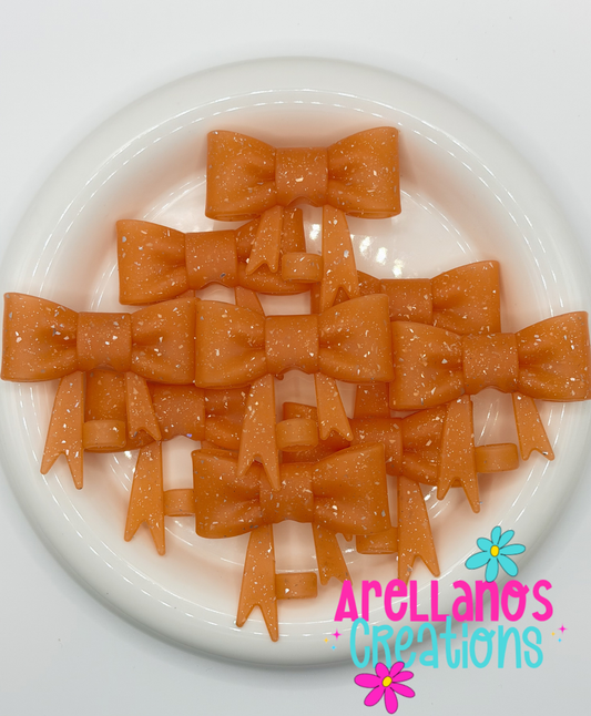 #287 Tangerine Speckled Large Bow Straw Topper (1ct)