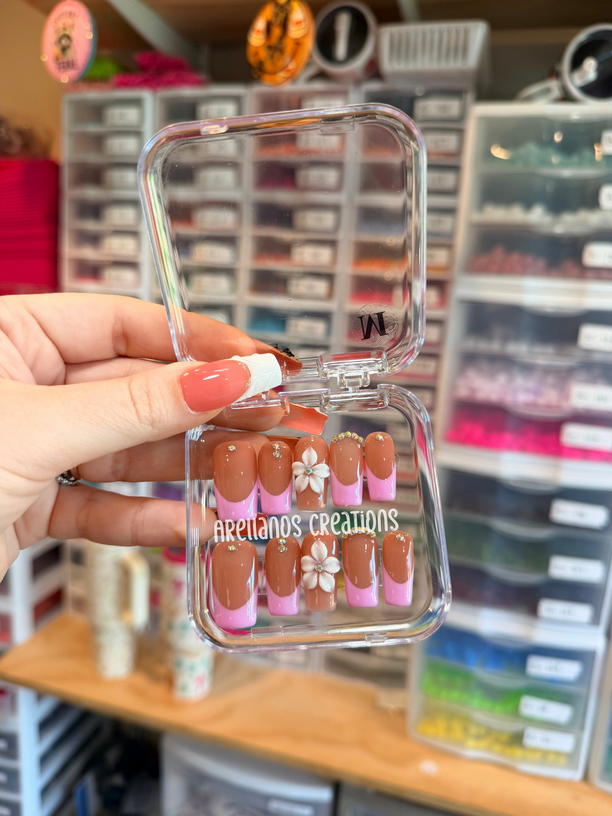 Pink French square nails - medium size