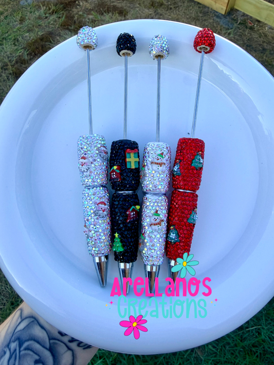 Christmas themed super blingy rhinestone pens W/ charms (1C)
