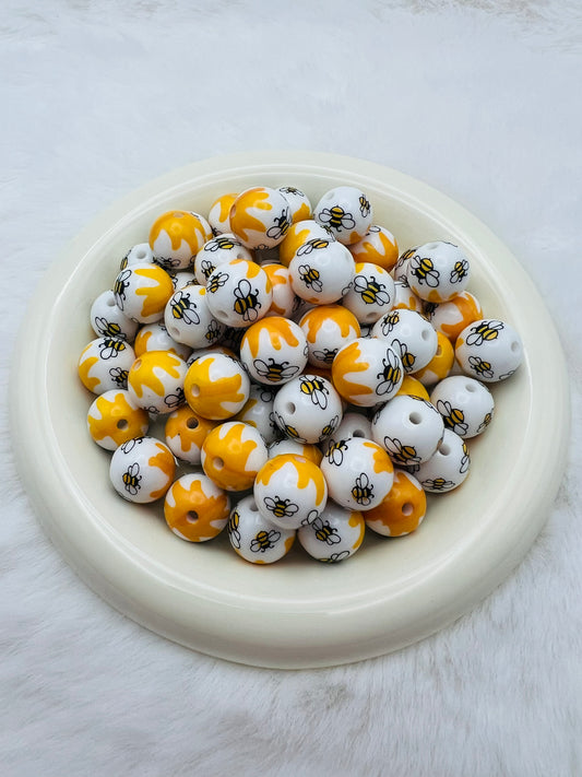 15mm honey bee drip acrylic beads