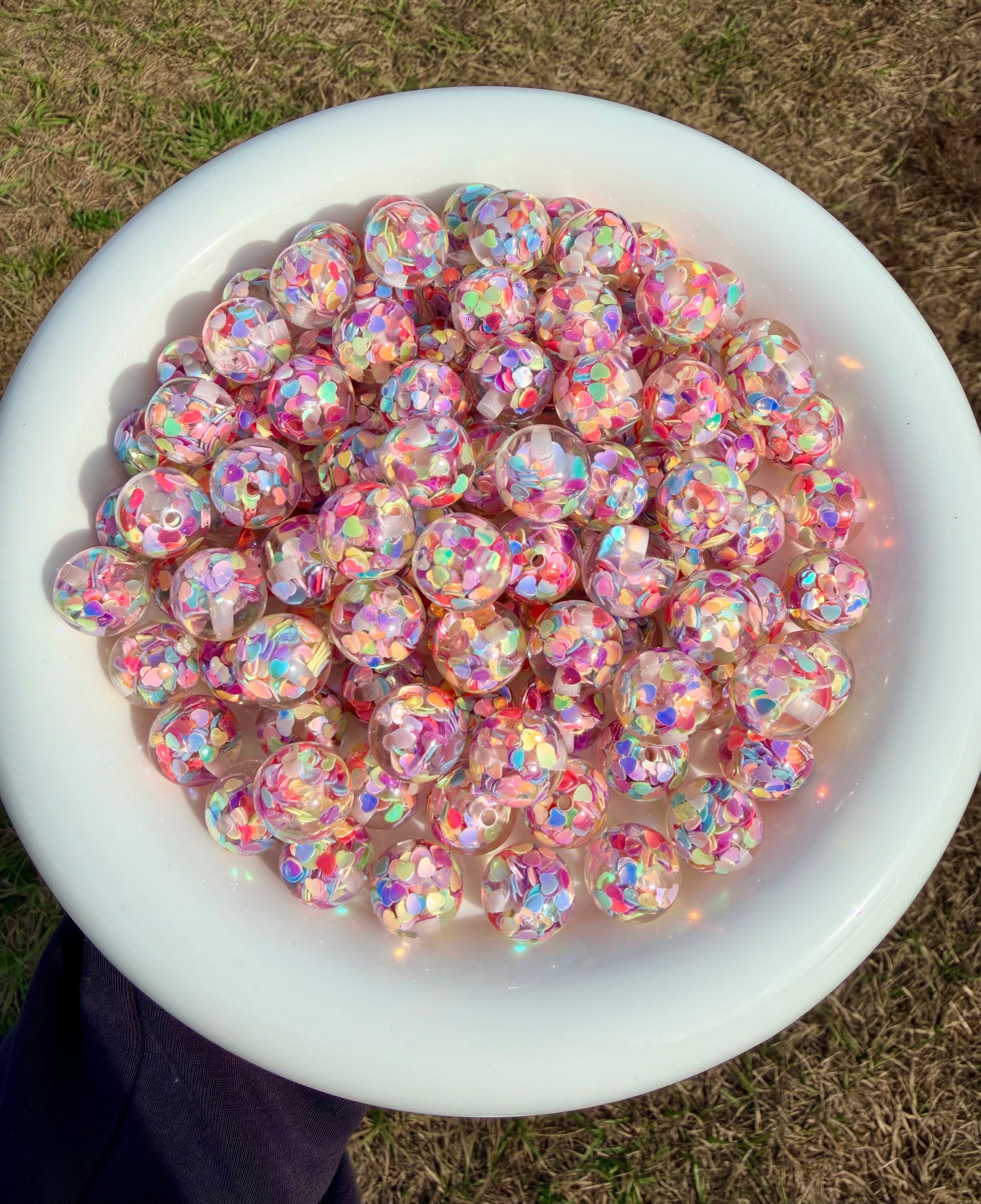 16mm colorful heart confetti acrylic beads (1PC)