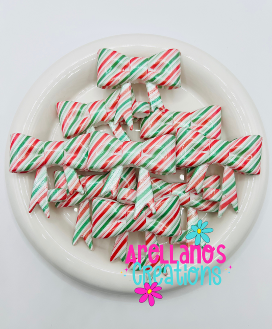 #91 candy land stripes shiny large bow straw topper