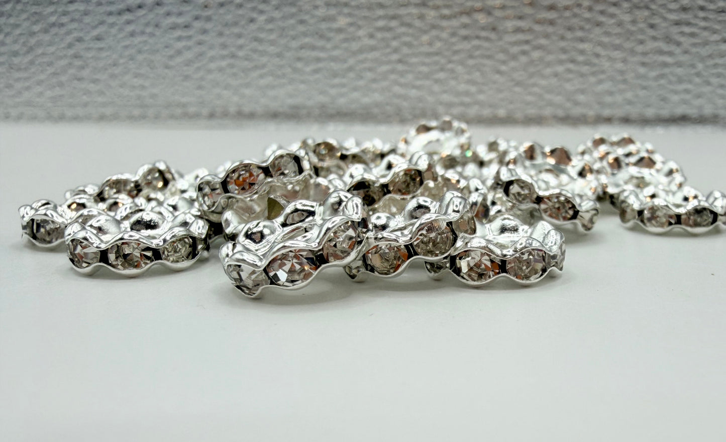 12mm Wavy Rhinestone Spacer Packs (Packs of 25)
