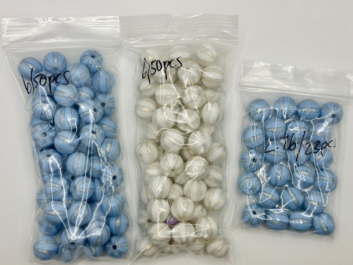 16mm acrylic stripe bead packs