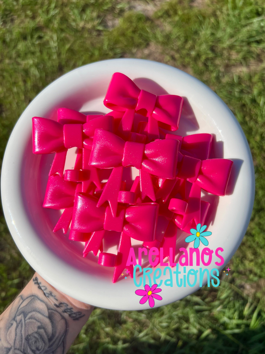 #25 hot dazzling pink large bow straw topper