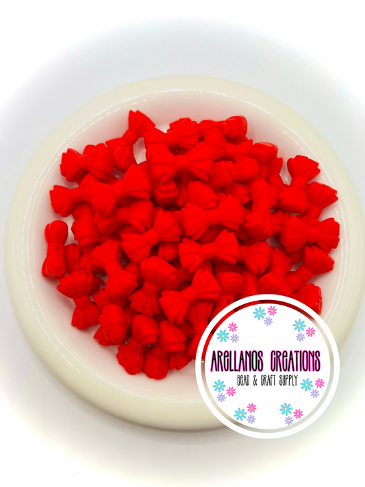 3D cherry red ribbed bow EXCLUSIVE focal
