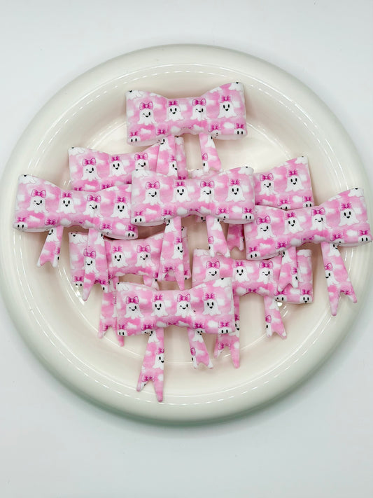 #330 Ms Pinky Pink Ghost Large Bow Focal (1ct)