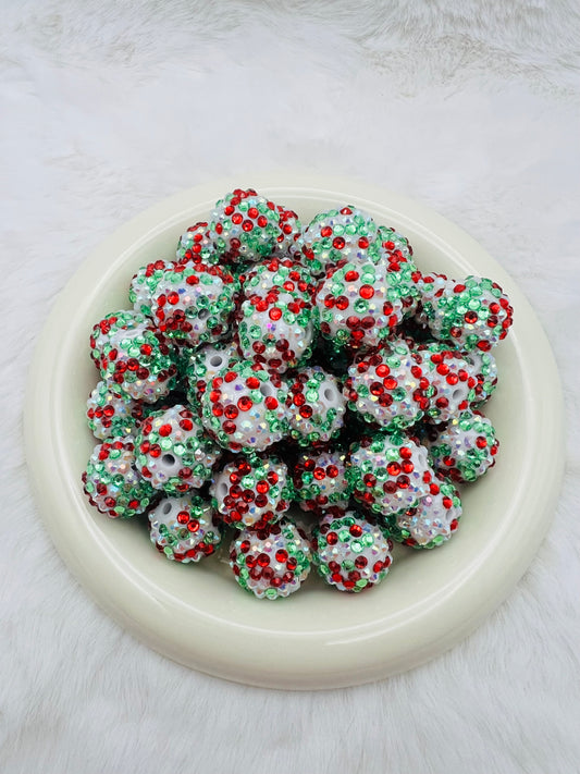 20mm holly jolly confetti rhinestone beads