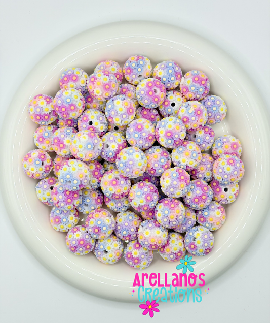 20mm Pink Pastel Flower Beads (1PC)